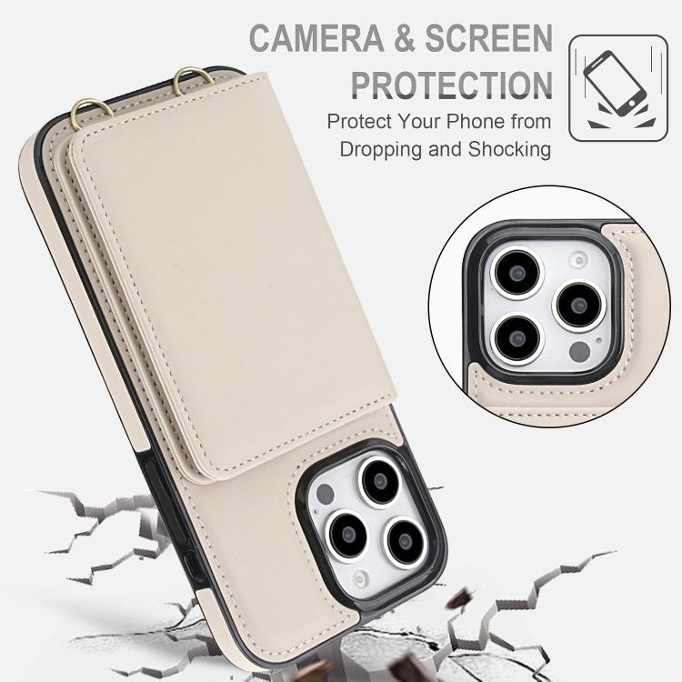 For iPhone 13 Pro Crossbody Dual-buckle Wallet RFID Back Leather Phone Case