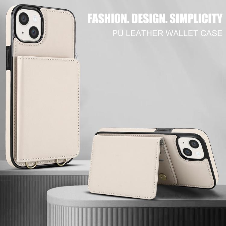 For iPhone 15 Crossbody Dual-buckle Wallet RFID Back Leather Phone Case