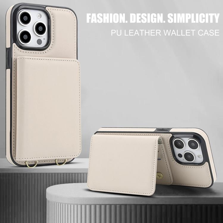 For iPhone 15 Pro Crossbody Dual-buckle Wallet RFID Back Leather Phone Case