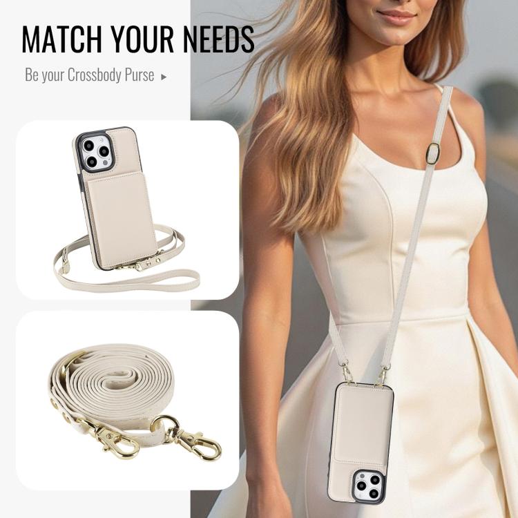 For iPhone 15 Pro Max Crossbody Dual-buckle Wallet RFID Back Leather Phone Case