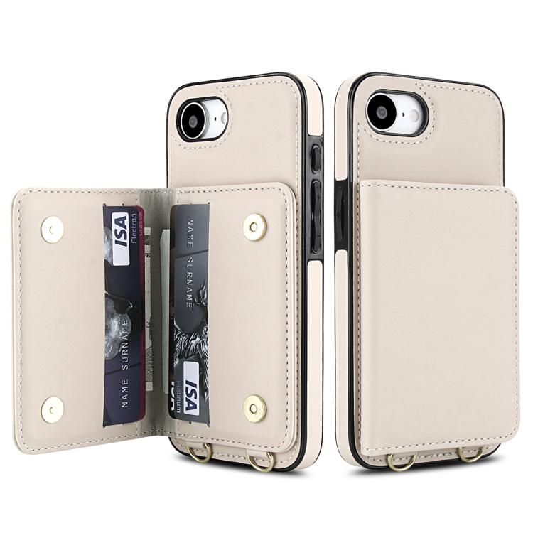 For iPhone 17e / 16e Crossbody Dual-buckle Wallet RFID Back Leather Phone Case