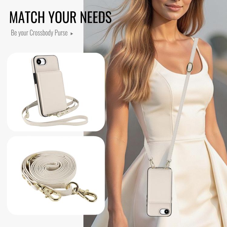 For iPhone 17e / 16e Crossbody Dual-buckle Wallet RFID Back Leather Phone Case