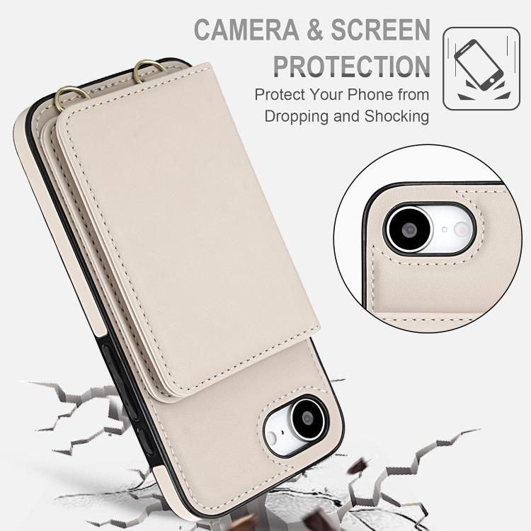 For iPhone 17e / 16e Crossbody Dual-buckle Wallet RFID Back Leather Phone Case