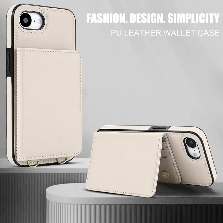 For iPhone 17e / 16e Crossbody Dual-buckle Wallet RFID Back Leather Phone Case