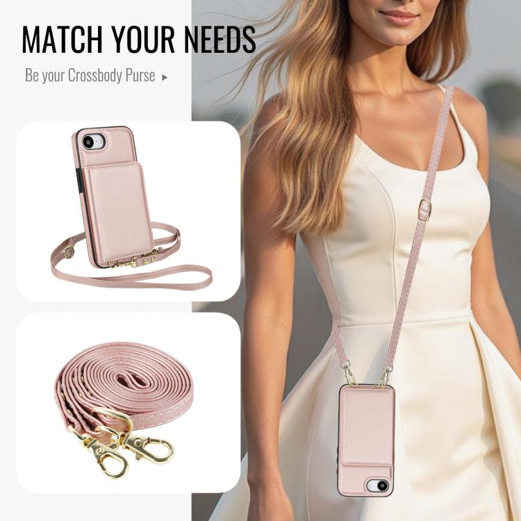 For iPhone 17e / 16e Crossbody Dual-buckle Wallet RFID Back Leather Phone Case