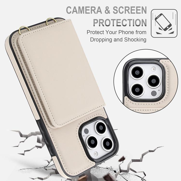 For iPhone 16 Pro Crossbody Dual-buckle Wallet RFID Back Leather Phone Case