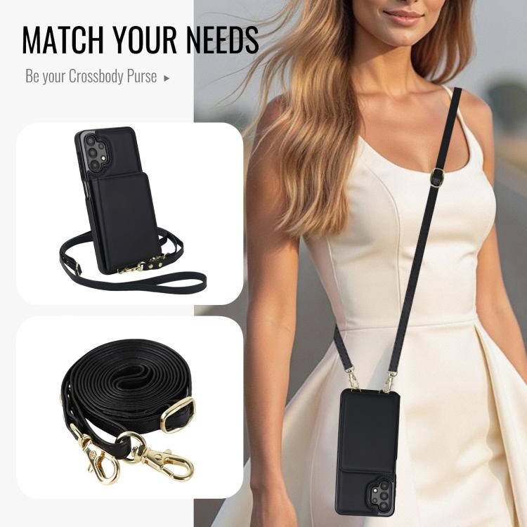 For Samsung Galaxy A13 5G / 4G Crossbody Dual-buckle Wallet RFID Back Leather Phone Case