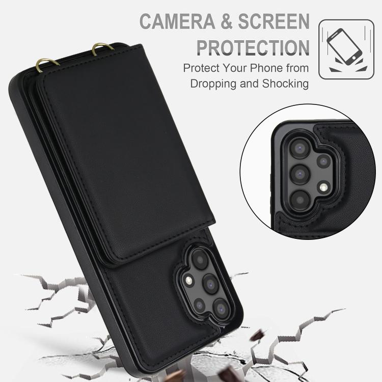 For Samsung Galaxy A13 5G / 4G Crossbody Dual-buckle Wallet RFID Back Leather Phone Case