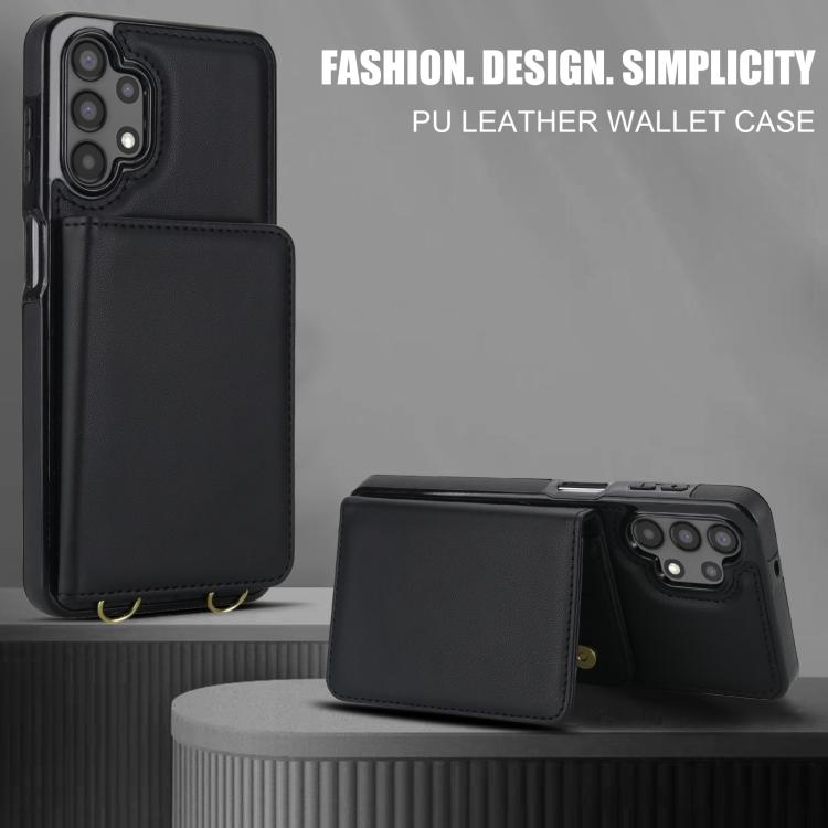 For Samsung Galaxy A13 5G / 4G Crossbody Dual-buckle Wallet RFID Back Leather Phone Case