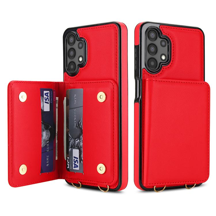 For Samsung Galaxy A13 5G / 4G Crossbody Dual-buckle Wallet RFID Back Leather Phone Case