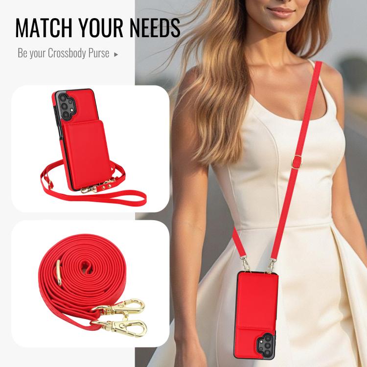 For Samsung Galaxy A13 5G / 4G Crossbody Dual-buckle Wallet RFID Back Leather Phone Case