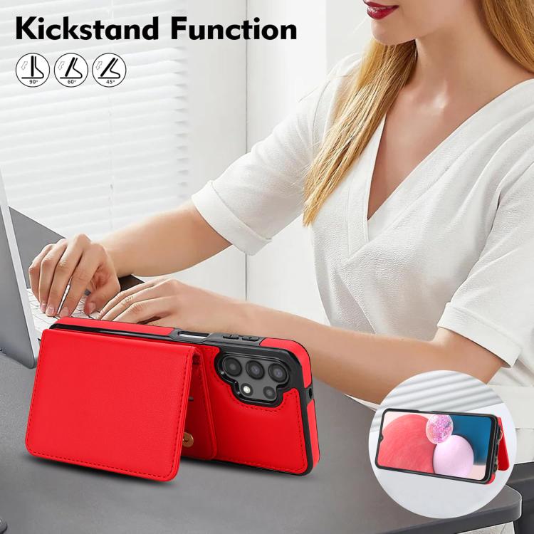 For Samsung Galaxy A13 5G / 4G Crossbody Dual-buckle Wallet RFID Back Leather Phone Case