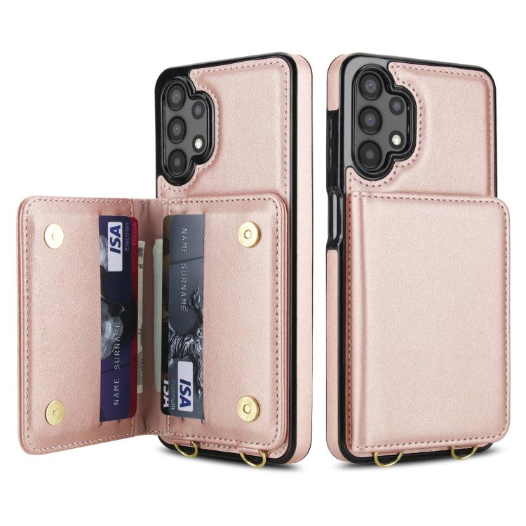 For Samsung Galaxy A13 5G / 4G Crossbody Dual-buckle Wallet RFID Back Leather Phone Case