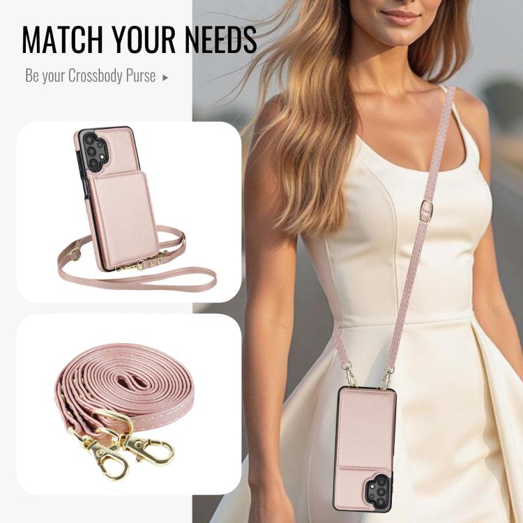 For Samsung Galaxy A13 5G / 4G Crossbody Dual-buckle Wallet RFID Back Leather Phone Case