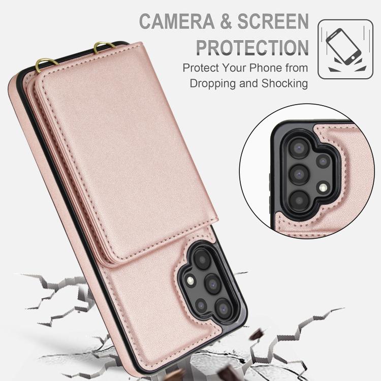 For Samsung Galaxy A13 5G / 4G Crossbody Dual-buckle Wallet RFID Back Leather Phone Case
