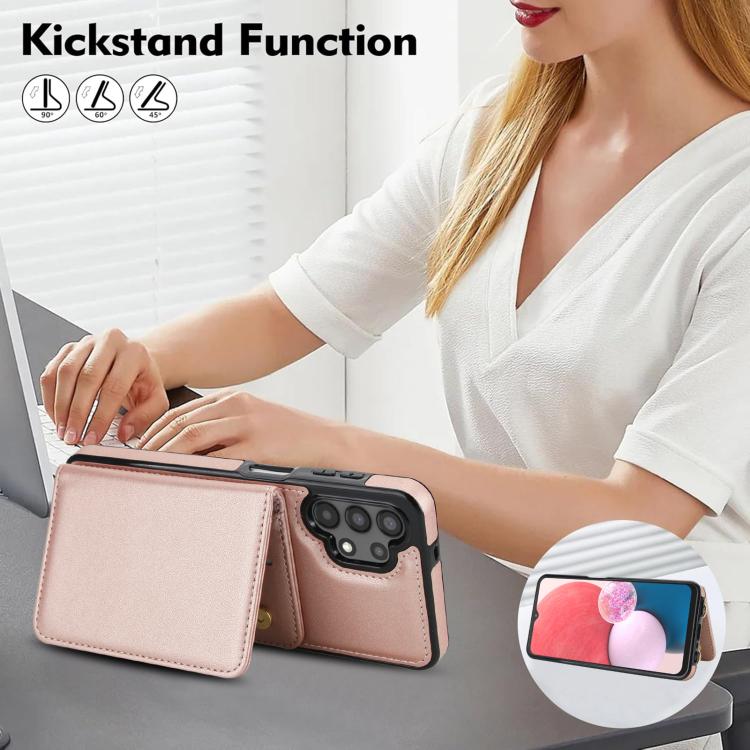 For Samsung Galaxy A13 5G / 4G Crossbody Dual-buckle Wallet RFID Back Leather Phone Case