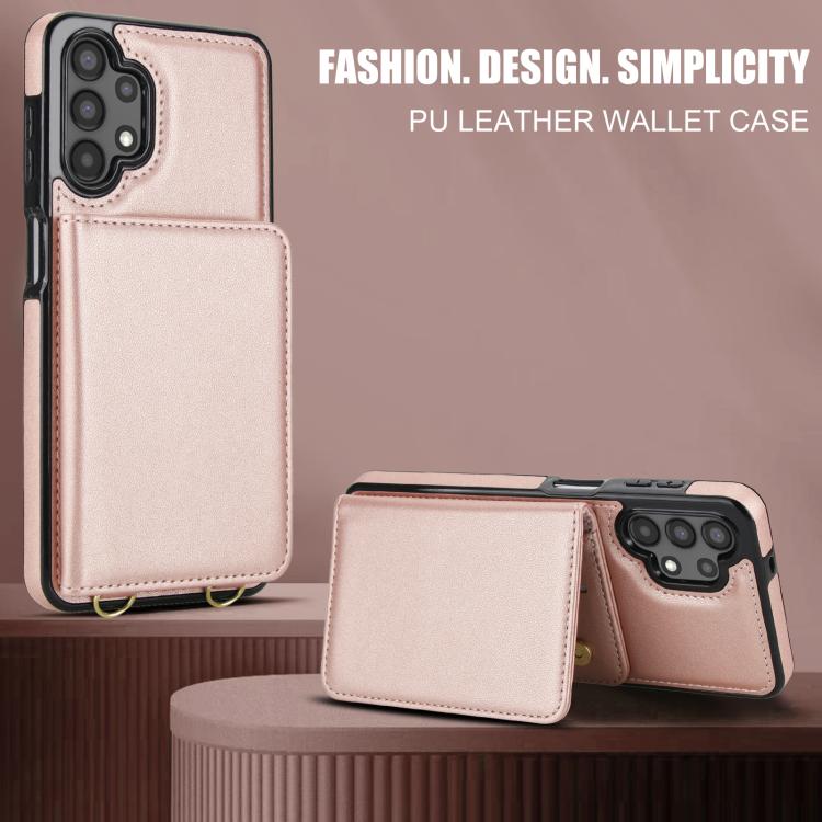 For Samsung Galaxy A13 5G / 4G Crossbody Dual-buckle Wallet RFID Back Leather Phone Case