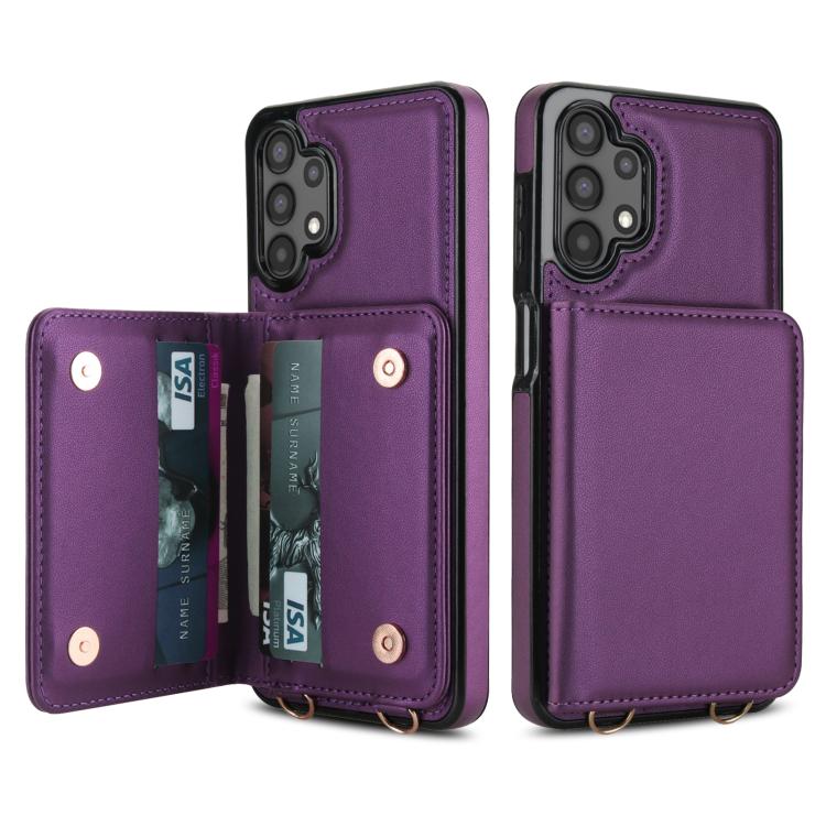 For Samsung Galaxy A13 5G / 4G Crossbody Dual-buckle Wallet RFID Back Leather Phone Case