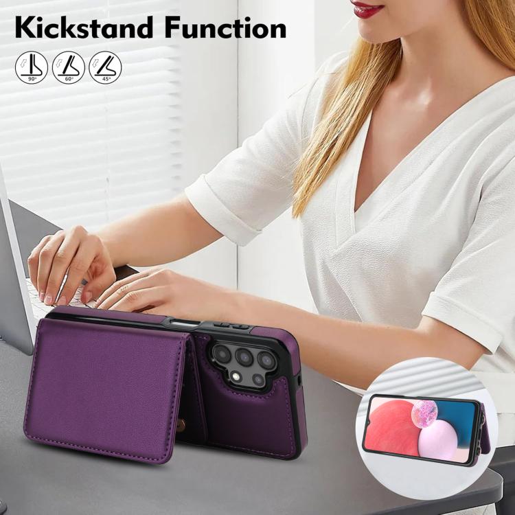 For Samsung Galaxy A13 5G / 4G Crossbody Dual-buckle Wallet RFID Back Leather Phone Case