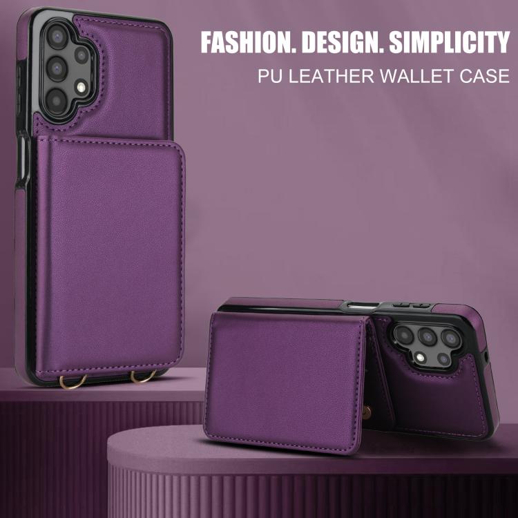 For Samsung Galaxy A13 5G / 4G Crossbody Dual-buckle Wallet RFID Back Leather Phone Case