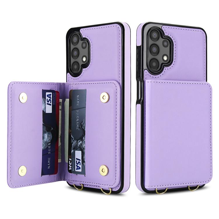 For Samsung Galaxy A13 5G / 4G Crossbody Dual-buckle Wallet RFID Back Leather Phone Case