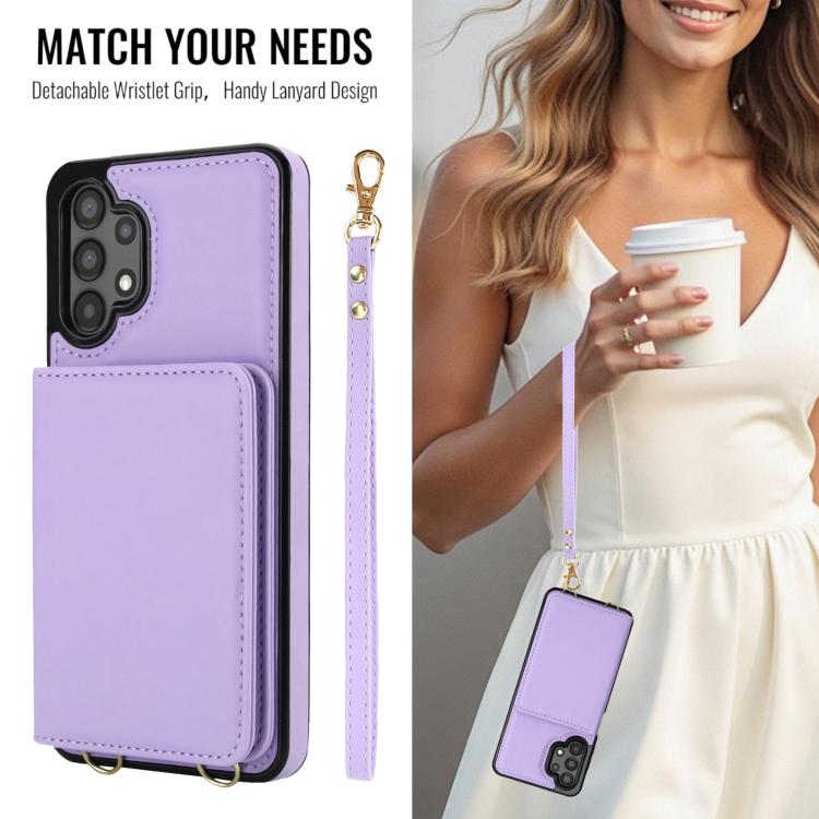 For Samsung Galaxy A13 5G / 4G Crossbody Dual-buckle Wallet RFID Back Leather Phone Case