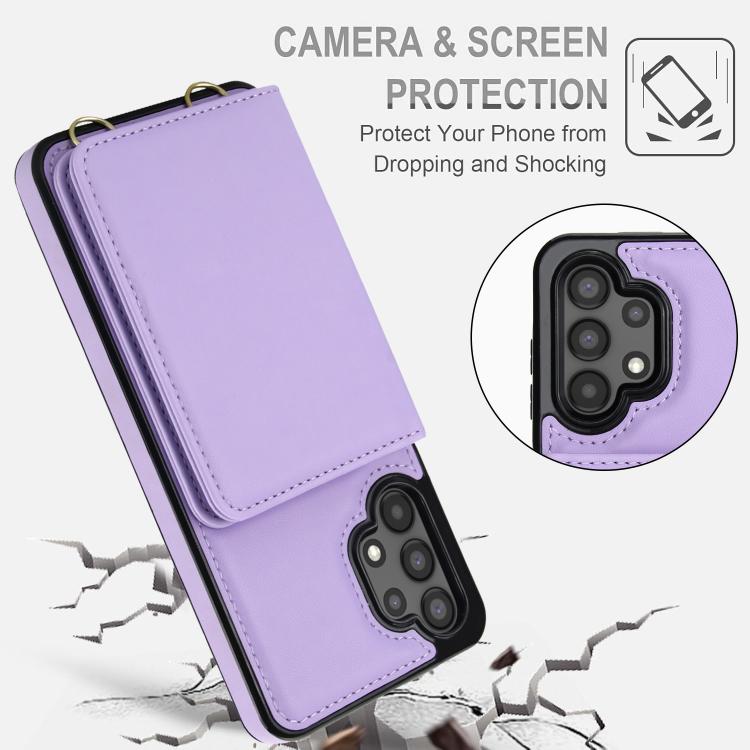 For Samsung Galaxy A13 5G / 4G Crossbody Dual-buckle Wallet RFID Back Leather Phone Case