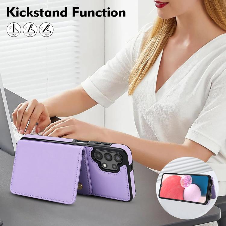 For Samsung Galaxy A13 5G / 4G Crossbody Dual-buckle Wallet RFID Back Leather Phone Case