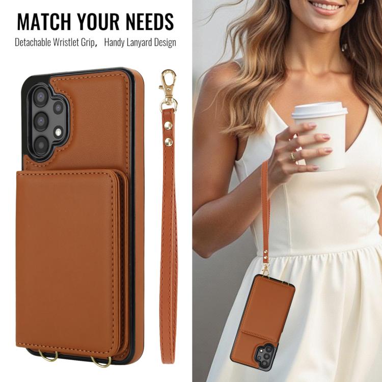 For Samsung Galaxy A13 5G / 4G Crossbody Dual-buckle Wallet RFID Back Leather Phone Case