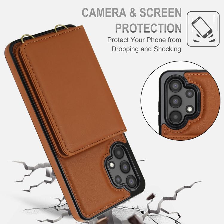 For Samsung Galaxy A13 5G / 4G Crossbody Dual-buckle Wallet RFID Back Leather Phone Case