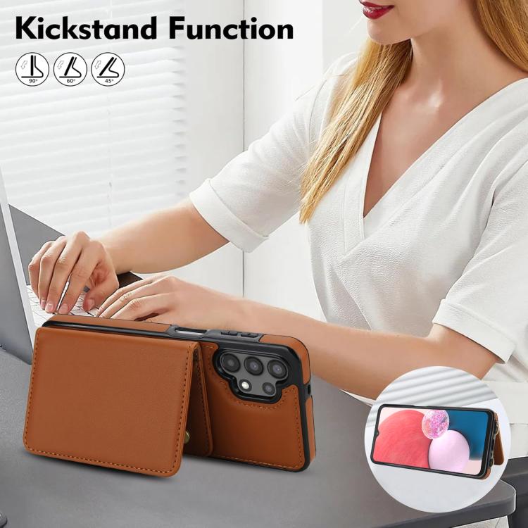 For Samsung Galaxy A13 5G / 4G Crossbody Dual-buckle Wallet RFID Back Leather Phone Case