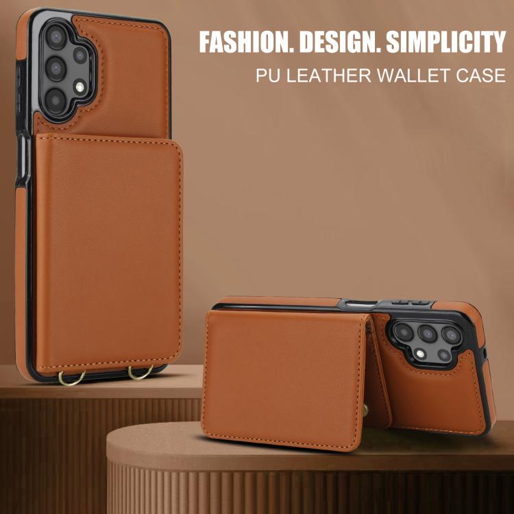 For Samsung Galaxy A13 5G / 4G Crossbody Dual-buckle Wallet RFID Back Leather Phone Case