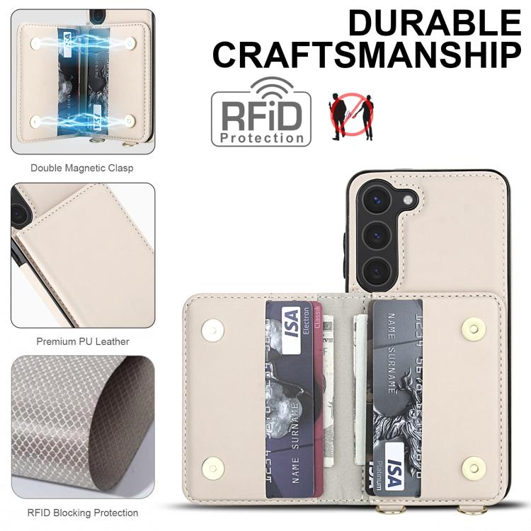For Samsung Galaxy A14 5G / 4G Crossbody Dual-buckle Wallet RFID Back Leather Phone Case