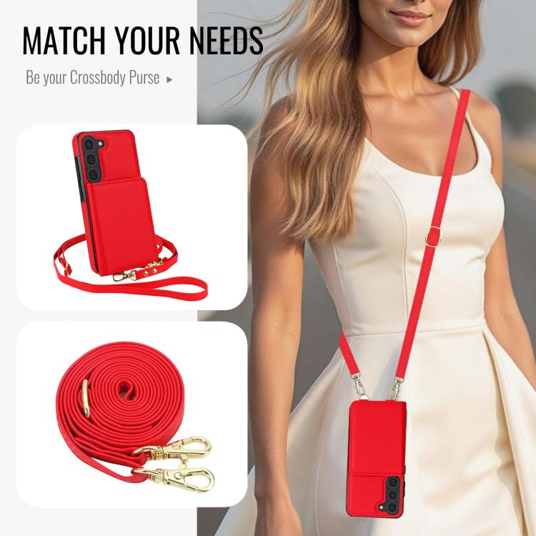 For Samsung Galaxy A14 5G / 4G Crossbody Dual-buckle Wallet RFID Back Leather Phone Case