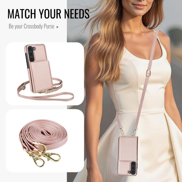 For Samsung Galaxy A14 5G / 4G Crossbody Dual-buckle Wallet RFID Back Leather Phone Case