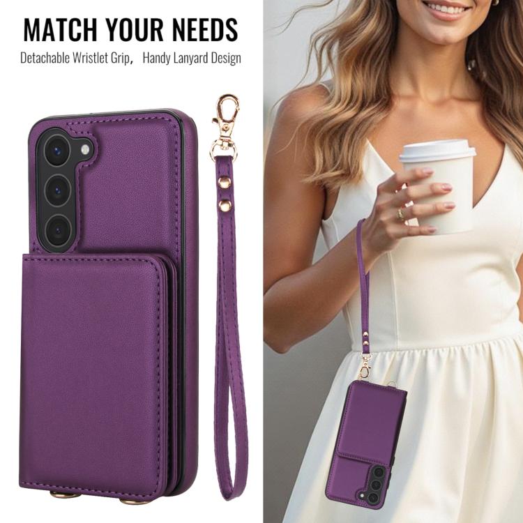 For Samsung Galaxy A14 5G / 4G Crossbody Dual-buckle Wallet RFID Back Leather Phone Case