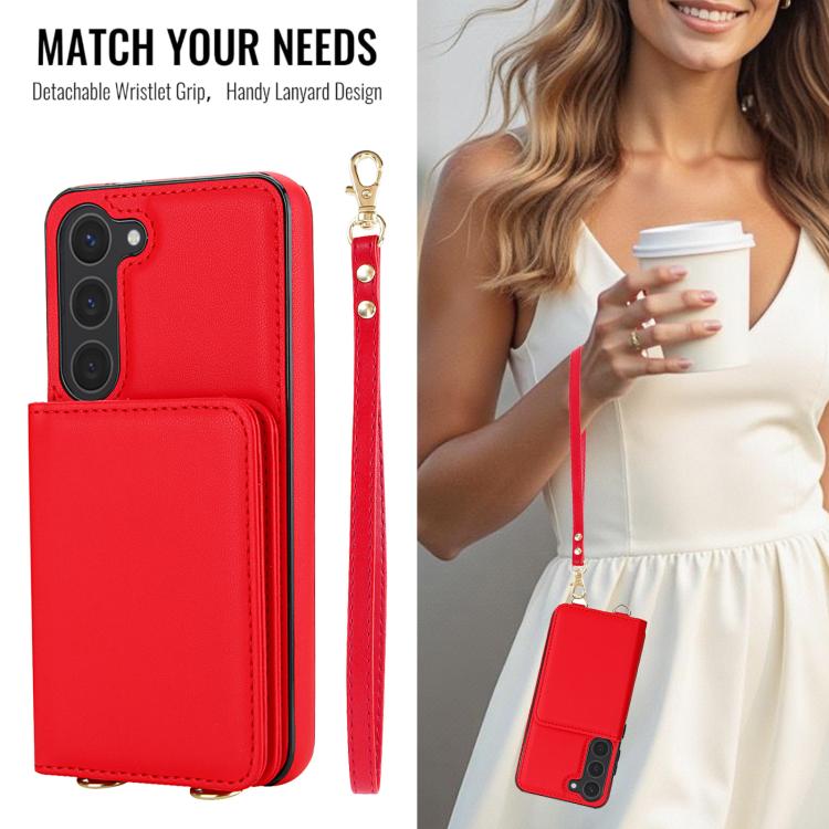 For Samsung Galaxy A54 5G Crossbody Dual-buckle Wallet RFID Back Leather Phone Case