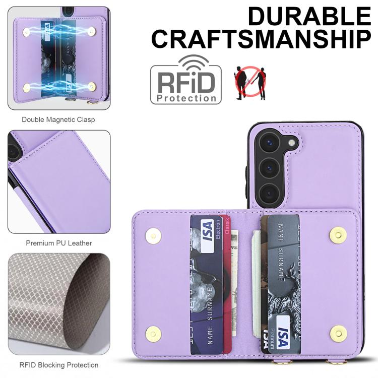 For Samsung Galaxy A54 5G Crossbody Dual-buckle Wallet RFID Back Leather Phone Case