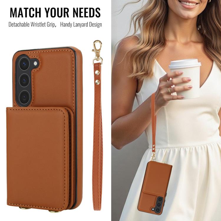 For Samsung Galaxy A54 5G Crossbody Dual-buckle Wallet RFID Back Leather Phone Case