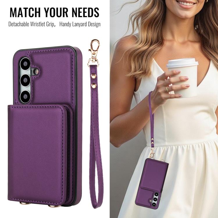 For Samsung Galaxy A15 5G / 4G Crossbody Dual-buckle Wallet RFID Back Leather Phone Case