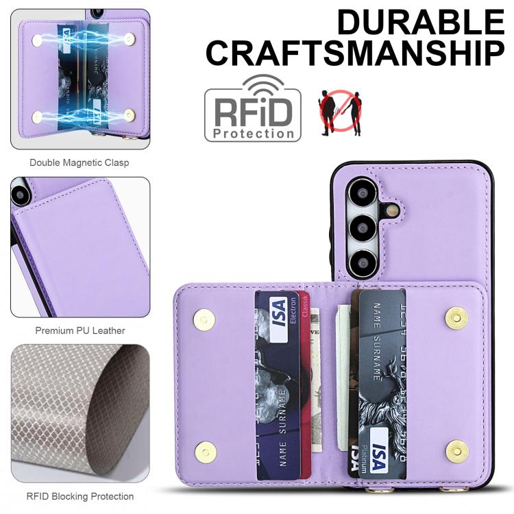 For Samsung Galaxy A15 5G / 4G Crossbody Dual-buckle Wallet RFID Back Leather Phone Case