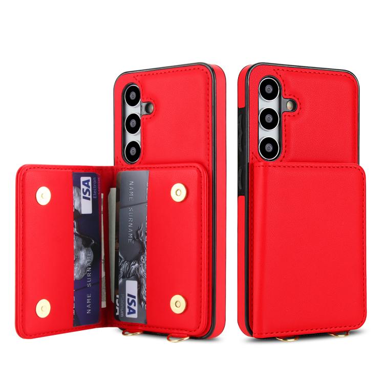 For Samsung Galaxy A55 5G Crossbody Dual-buckle Wallet RFID Back Leather Phone Case