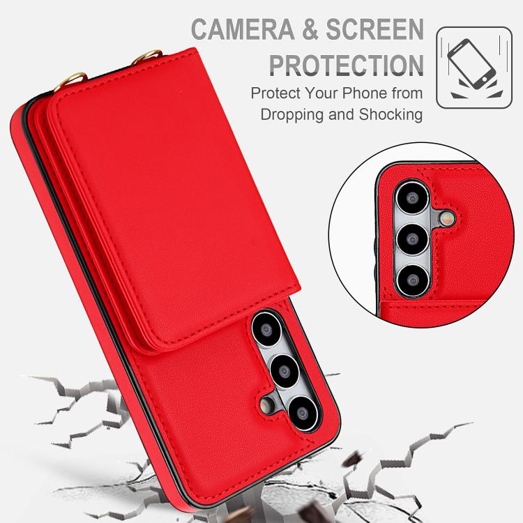 For Samsung Galaxy A55 5G Crossbody Dual-buckle Wallet RFID Back Leather Phone Case