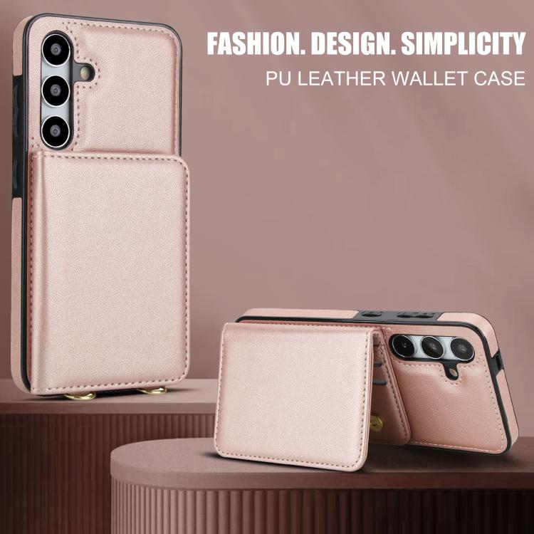 For Samsung Galaxy A55 5G Crossbody Dual-buckle Wallet RFID Back Leather Phone Case