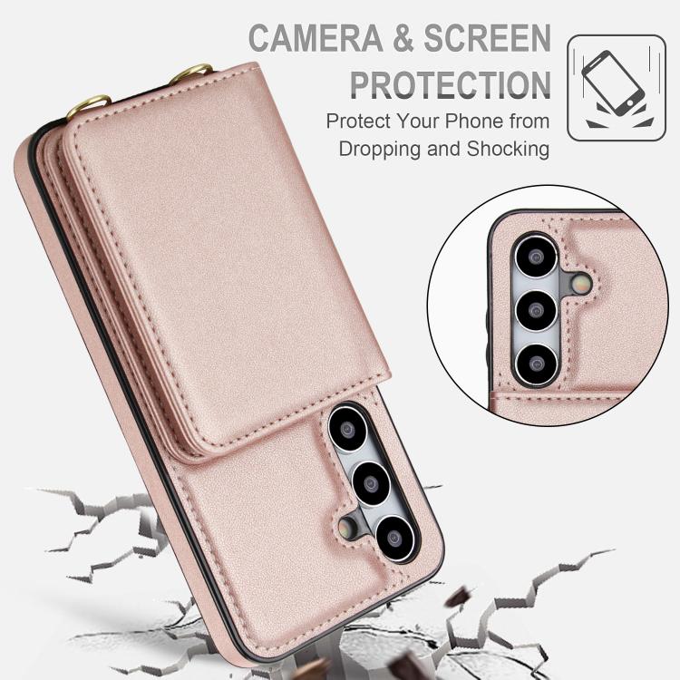 For Samsung Galaxy A25 5G Crossbody Dual-buckle Wallet RFID Back Leather Phone Case