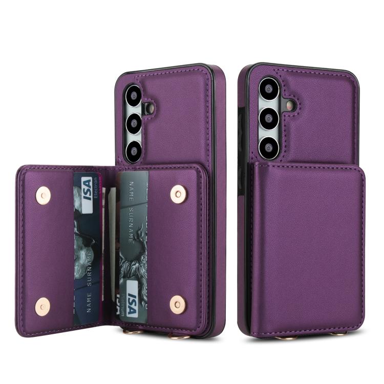 For Samsung Galaxy A25 5G Crossbody Dual-buckle Wallet RFID Back Leather Phone Case