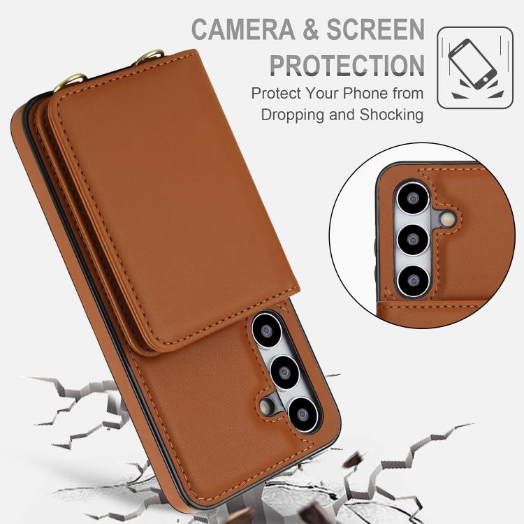 For Samsung Galaxy A25 5G Crossbody Dual-buckle Wallet RFID Back Leather Phone Case