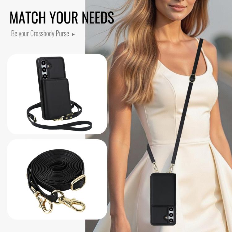 For Samsung Galaxy A35 5G Crossbody Dual-buckle Wallet RFID Back Leather Phone Case