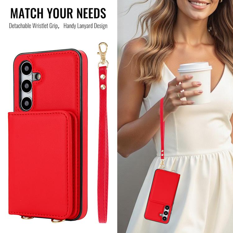 For Samsung Galaxy A35 5G Crossbody Dual-buckle Wallet RFID Back Leather Phone Case