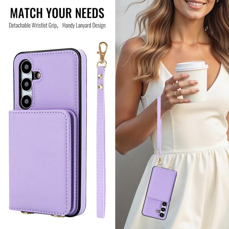 For Samsung Galaxy A35 5G Crossbody Dual-buckle Wallet RFID Back Leather Phone Case